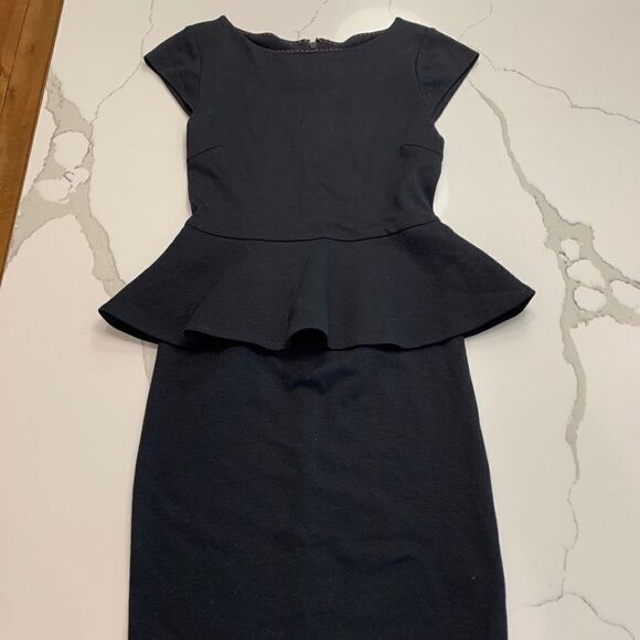 Alice + Olivia Peplum Black Dress sz 0 - Picture 3 of 11